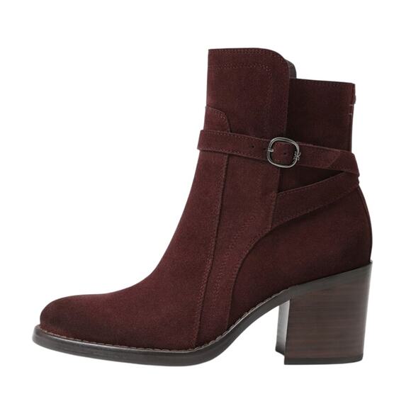 Sam Edelman Womens Simona Heeled Ankle Bootie US 8.5 M EU 39 Burgundy Suede NWOB - Picture 2 of 13